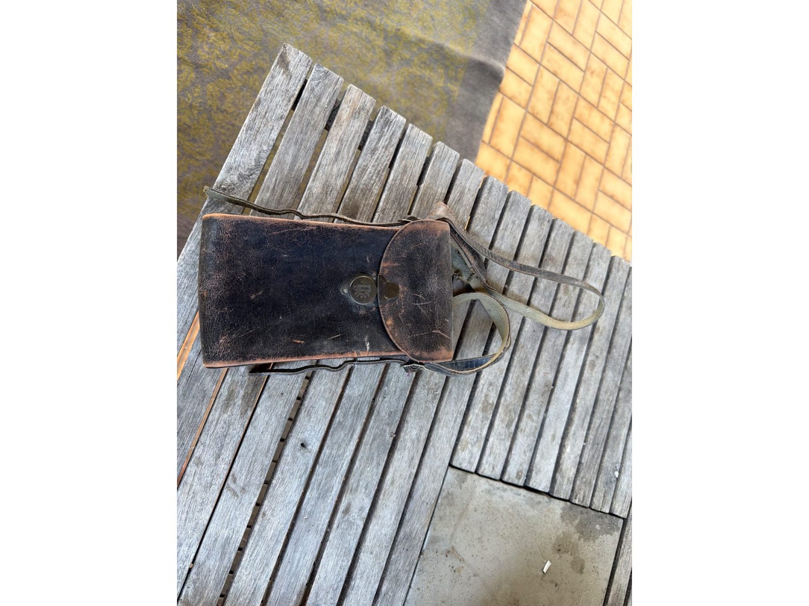 Old leather camera bag